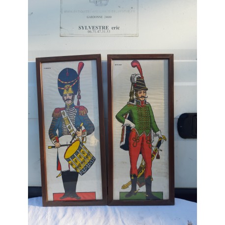 2 Gravures Militaria Hussard et Tambour éditions Bonsh