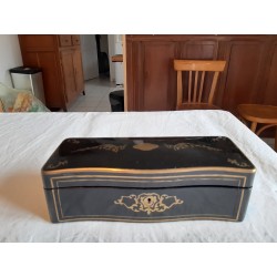 Coffret Napolèon III Bois laqué Noir et Laiton Doré