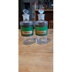 2 Pots a Pharmacie Anciens en Verre Transparent