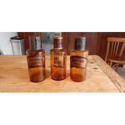 3 Pots a Pharmacie 19 ème en verre Marron