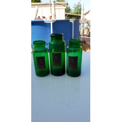 3 Pots a Pharmacie en verre vert