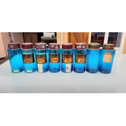 8 Pots a Pharmacie en verre Bleu