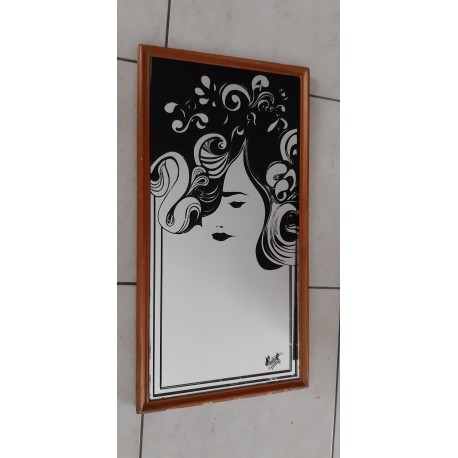 Miroir Vintage des Années 70 sérigraphié