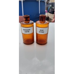 Paire de Flacons a Pharmacie Verre étiquettes Porcelaine 19 ème