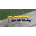 4 Chaises Vintage Chrome et Tissus Orange