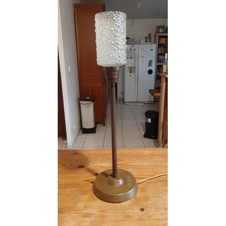 Lampe Vintage Laiton et Verre Granité