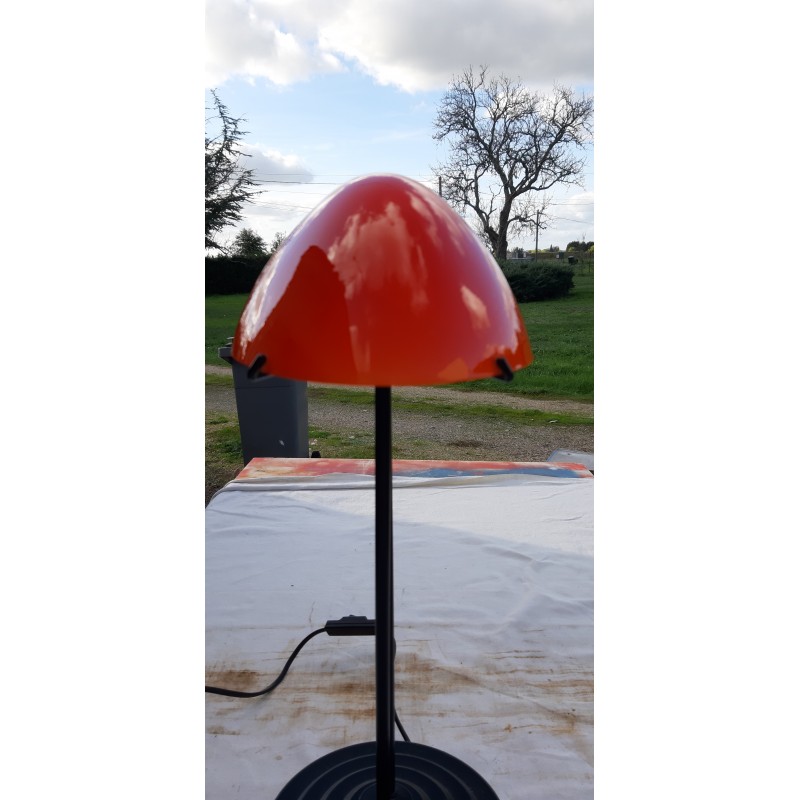 Lampe à poser Glorieta - opaline orange et tissu vintage