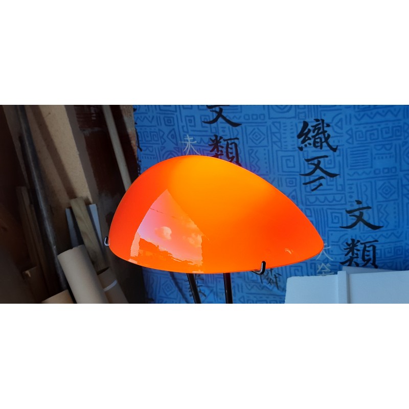 Lampe à poser Glorieta - opaline orange et tissu vintage