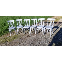 6 Chaises bistrot Thonet bois cérusé Vieux Gris