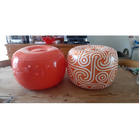 2 Poufs Vintage Gonflables en Plastic Orange