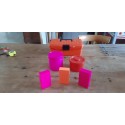 Lot Boites Vintage Plastic Orange et Rose