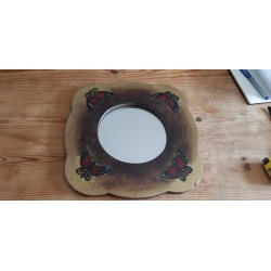 Miroir Vintage des Années 60 / 70 Bois Peinture craquelée