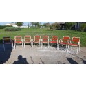 8 Fauteuils de Jardin Fer et Bois des Années 50