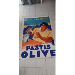 Affiche Originale de 1935 Du Pastis Olive