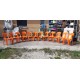 12 Chaises Plastic Orange Empilables