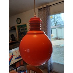 Suspension Vintage Opaline Orange et Blanche