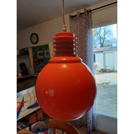 Suspension Vintage Opaline Orange et Blanche