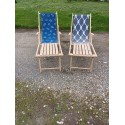 Paire de Chaises Longues Bois et Tissus