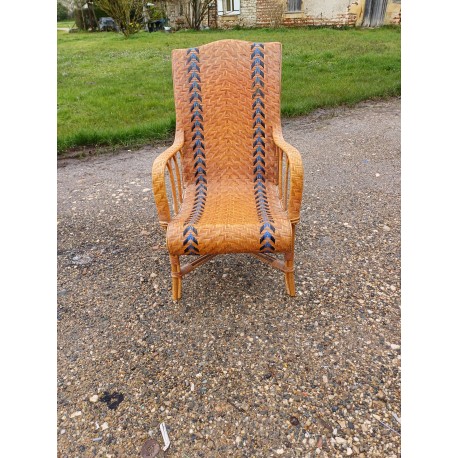 Fauteuil Bambou et Osier Tréssé Vintage