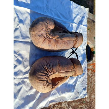 Paire de Gants de Boxe Ancien en cuir