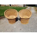 Paire de Fauteuils Vintage en Osier