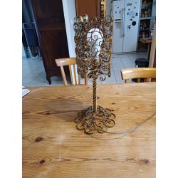 Lampe Fer Forgé Métal Doré