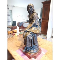 Bronze Paul Eugéne Mengin Fondeur Susse " Joueuse de Mandoline "