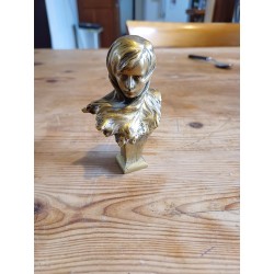 Jules Aimé Grosjean 1872-1906 Bronze Doré 19 éme Buste De Jeune Femme