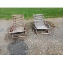 Paire de Transat de Marine , Bois Exotique " Scan Com "