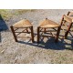 4 Tabourets bois et paille Tripodes Triangle vintage Perriand Circa 1950