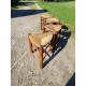 4 Tabourets bois et paille Tripodes Triangle vintage Perriand Circa 1950