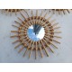 3 Petits Miroirs Vintage Soleil Rotin