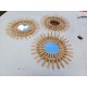 3 Petits Miroirs Vintage Soleil Rotin