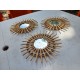 3 Petits Miroirs Vintage Soleil Rotin
