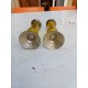 Paire de Bougeoirs Métal Argenté , Verre Jaune
