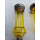 Paire de Bougeoirs Métal Argenté , Verre Jaune