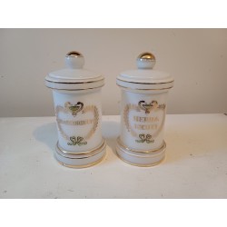 2 Pots a Pharmacie en Opaline Blanche