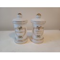 2 Pots a Pharmacie en Opaline Blanche