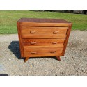 Commode Vintage des Années 50 en Pin , Pieds Compas , 3 Tiroirs .