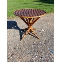 Table Vintage en Rotin et Plateau Noisetier