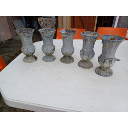 Lot de 5 Vases en Fonte 1900 de Charleville - Mézières