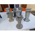 Lot de 8 Vases en Fonte et Aluminium 1900
