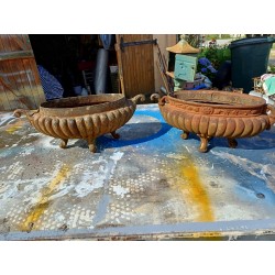 Paire de Jardinières en Fonte 1900 de Faure Style Rocaille