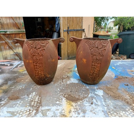 Paire de Vases en Fonte Art Déco de Charleville - Mézières