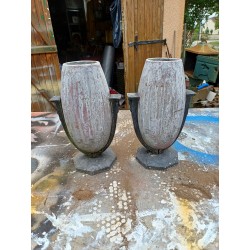 Paire de Vases Art déco Fonte émaillée