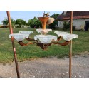 Lustre des Années 60 Métal Cuivré Verre moulé
