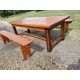 Table de Ferme Campagnarde en Chéne et Pin + 2 Bancs