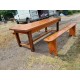 Table de Ferme Campagnarde en Chéne et Pin + 2 Bancs