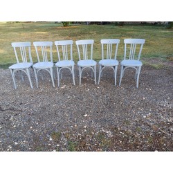 6 Chaises bistrot Thonet bois cérusé Vieux Gris