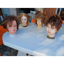 4 Tétes de Mannequins Coiffure Plastic